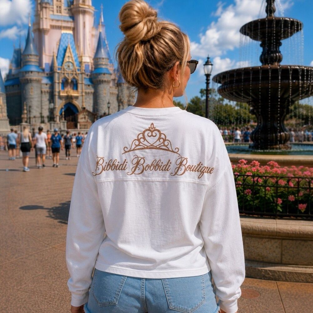 Disney Parks Spirit Jersey Bibbidi Bobbidi Boutique Womens S White Cinderella - Picture 15 of 15